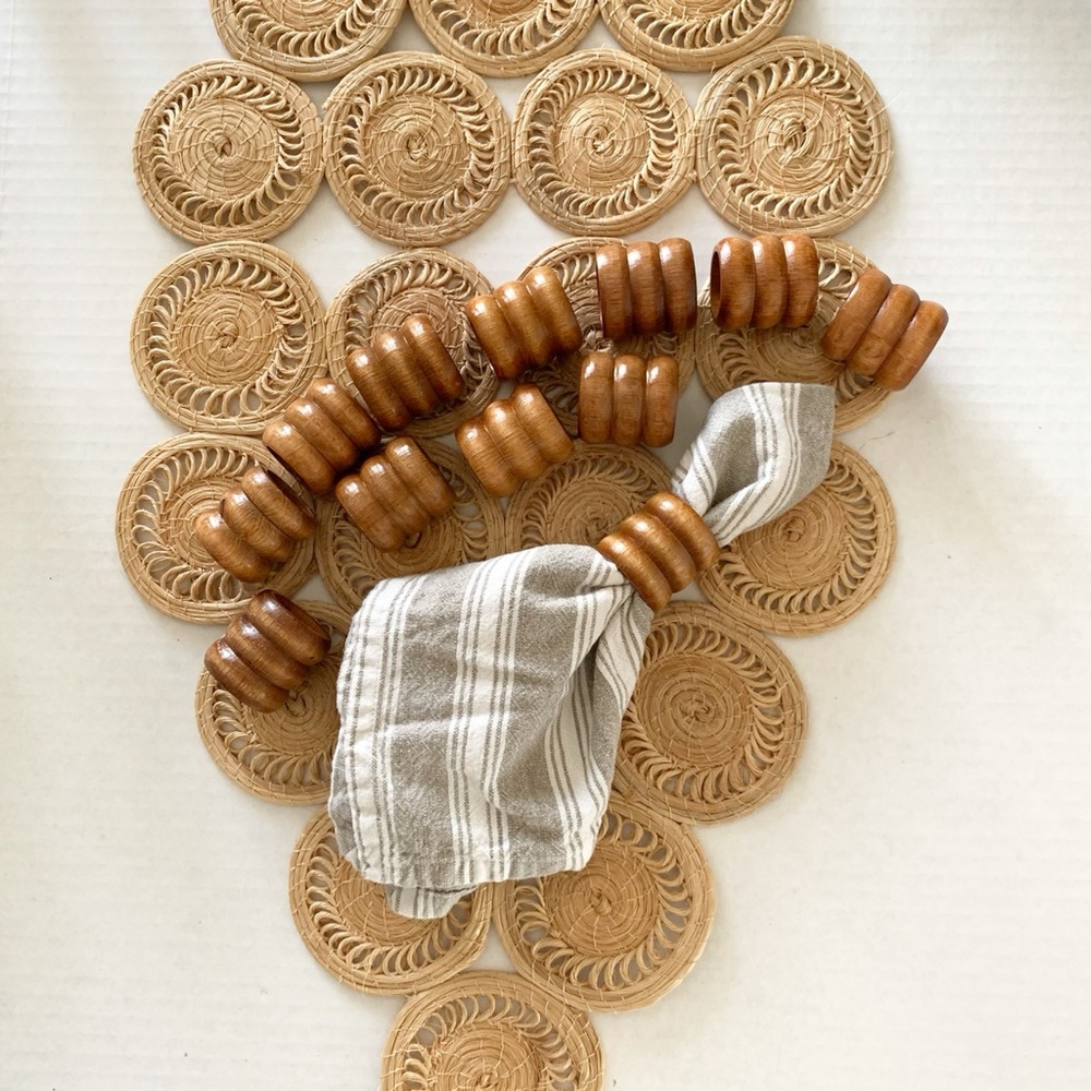 Vintage Wooden Napkin Rings Set of 6 Boho Chic